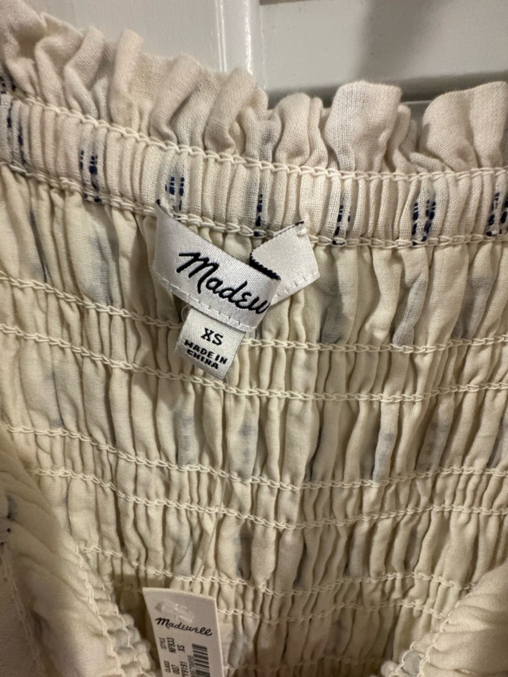 Madewell Cream Smocked Dress with Mini Print - Picture 4 of 7